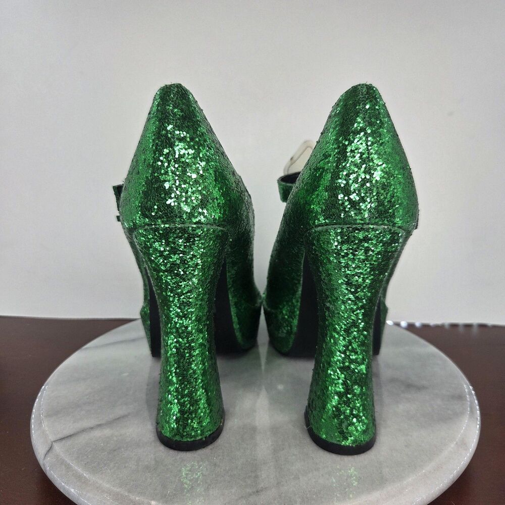 Shoes Womens Size 10 Green Glitter Platform Shamrock St Patricks Day Leprechaun - Picture 5 of 16